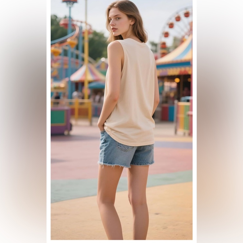 Magic Kingdom Sequin Castle Sleeveless Tank Top Apricot Size Small NEW - Picture 5 of 6